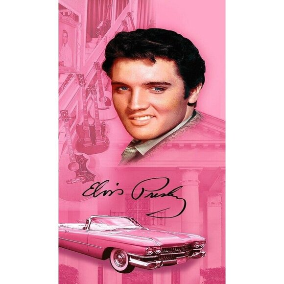 New Pink Cadillac Fleetwood Elvis Presley Beach Bath Pool Towel 27x60 Gift Caddy - Picture 2 of 2